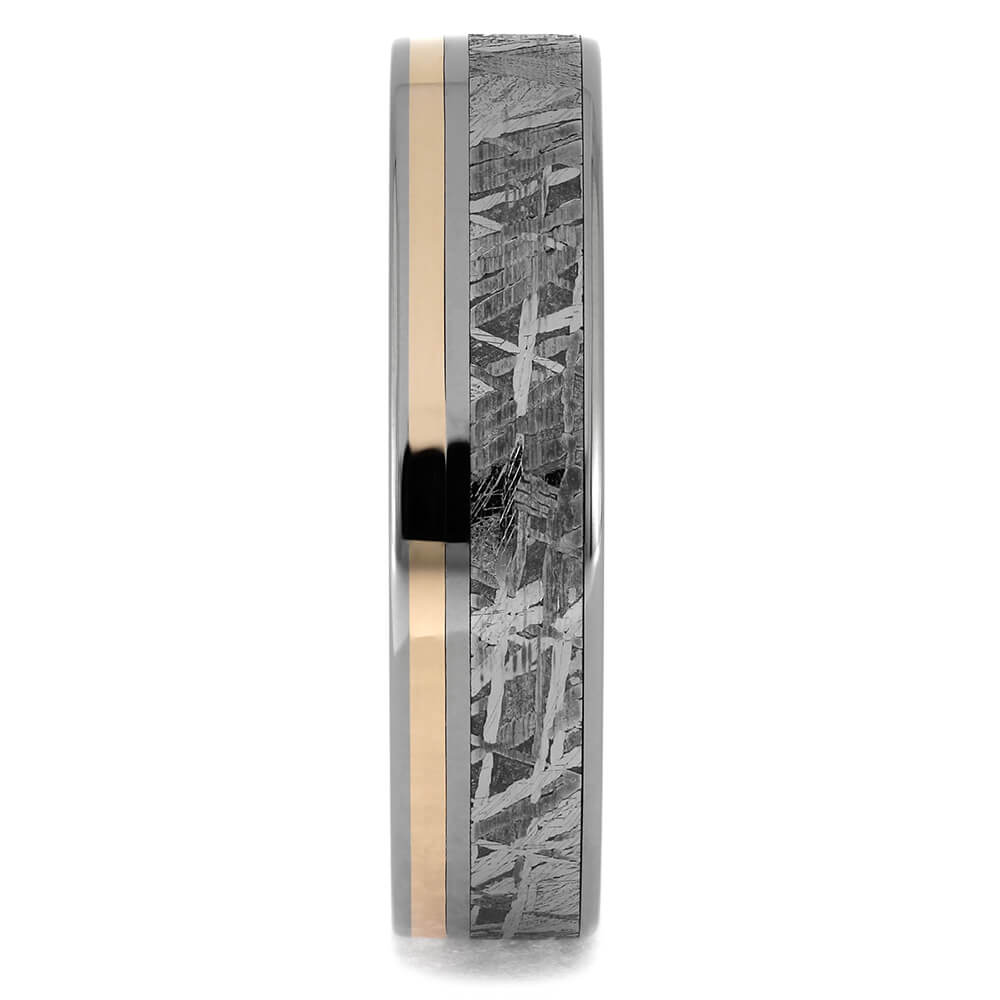 Meteorite and Rose Gold Wedding Band