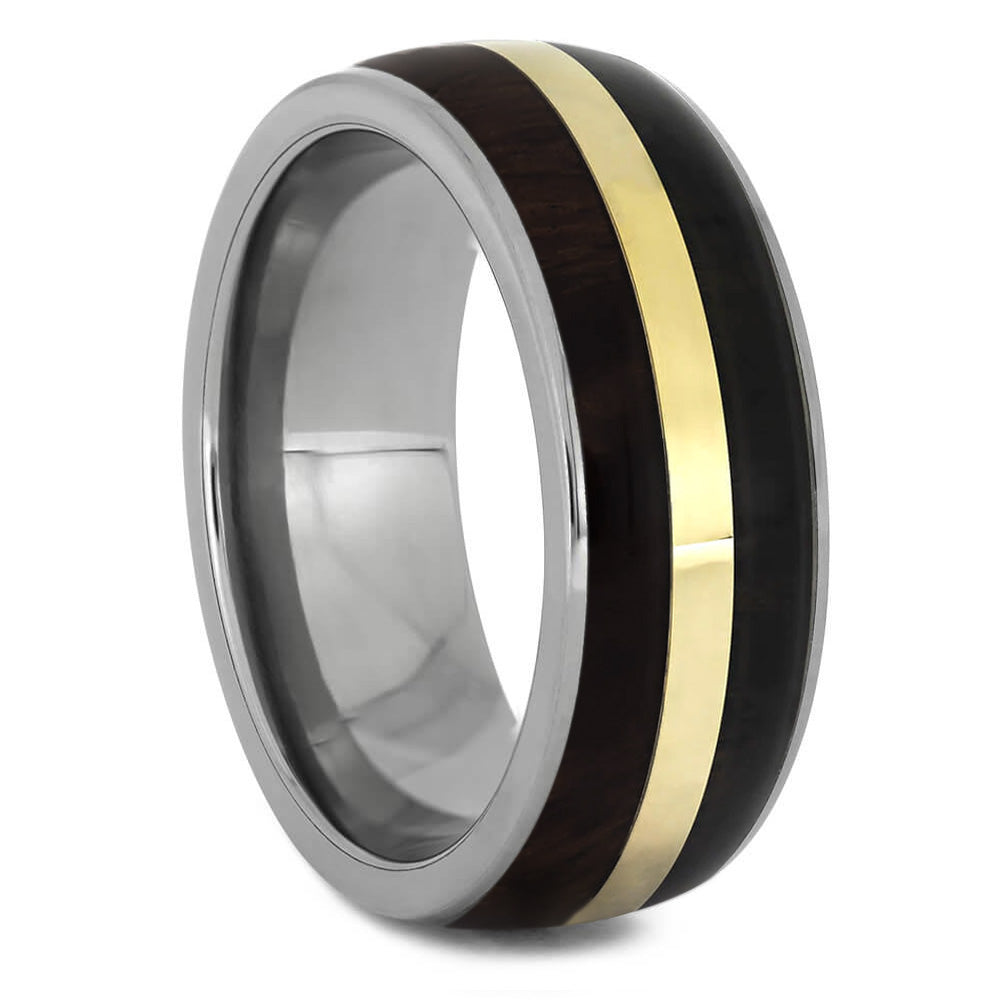 Dark Wood Ring With Gold Pinstripe