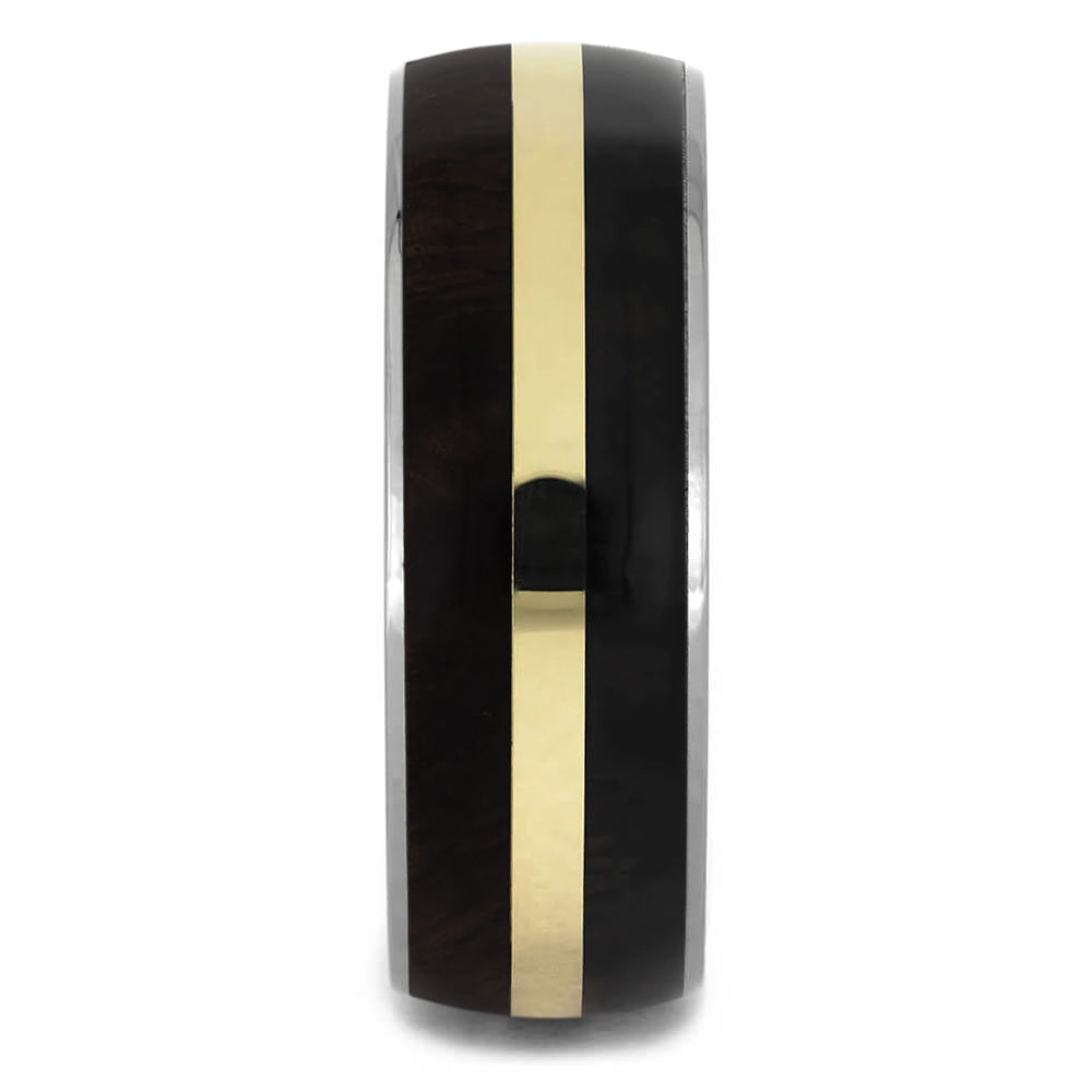 Dark Wood Ring With Gold Pinstripe