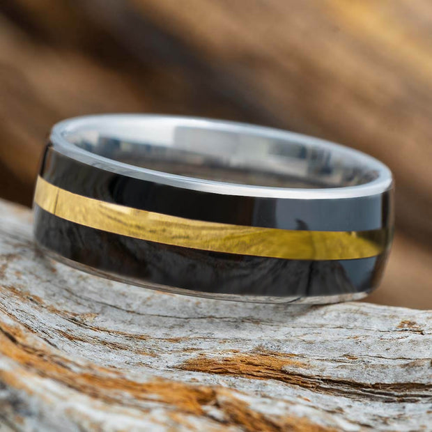 Black and Yellow Gold Wedding Band