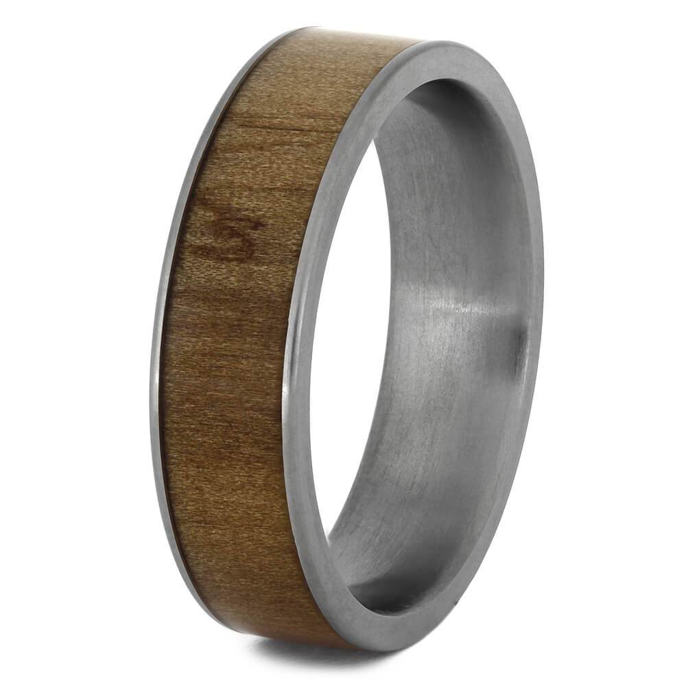 Rowan Wood Ring on Titanium Sleeve, Good Luck Ring-1743 - Jewelry by Johan