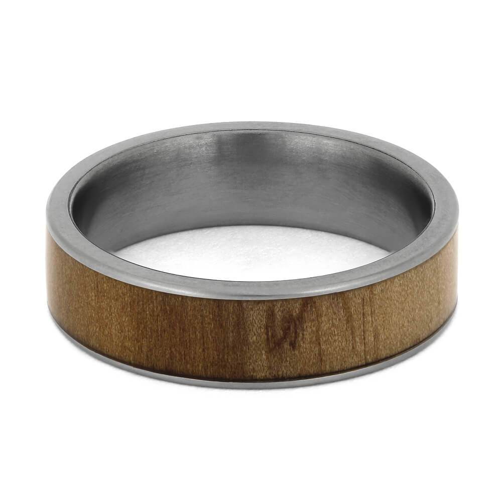 Rowan Wood Ring on Titanium Sleeve, Good Luck Ring-1743 - Jewelry by Johan