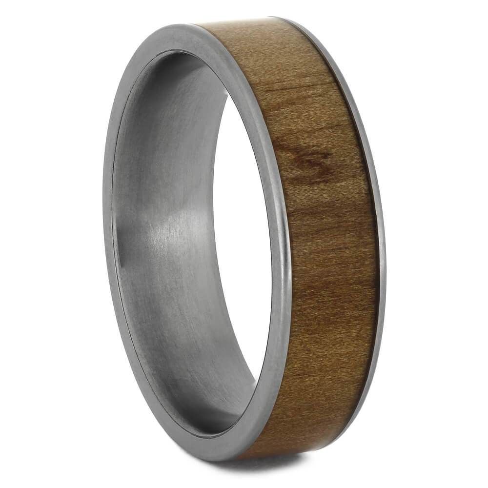 Rowan Wood Ring on Titanium Sleeve, Good Luck Ring-1743 - Jewelry by Johan