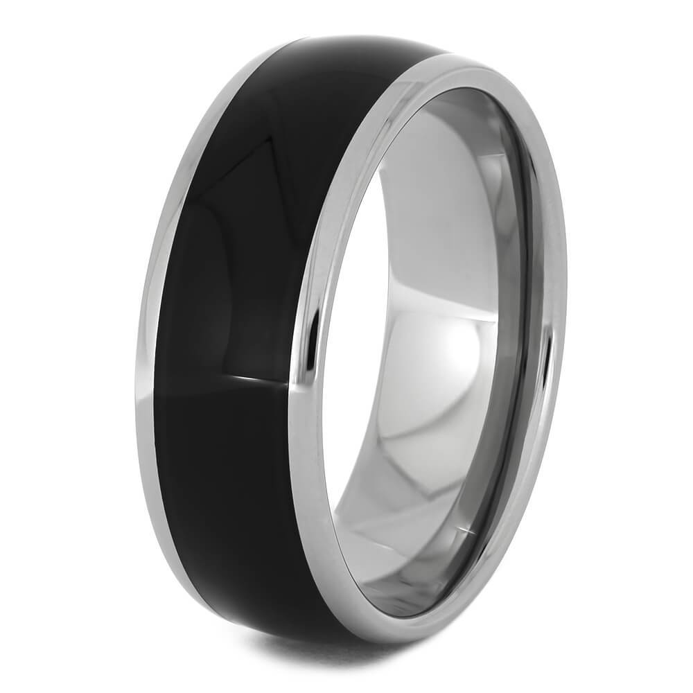 Ebony Wood Ring in Titanium Band, Waterproofing Included-1744 - Jewelry by Johan