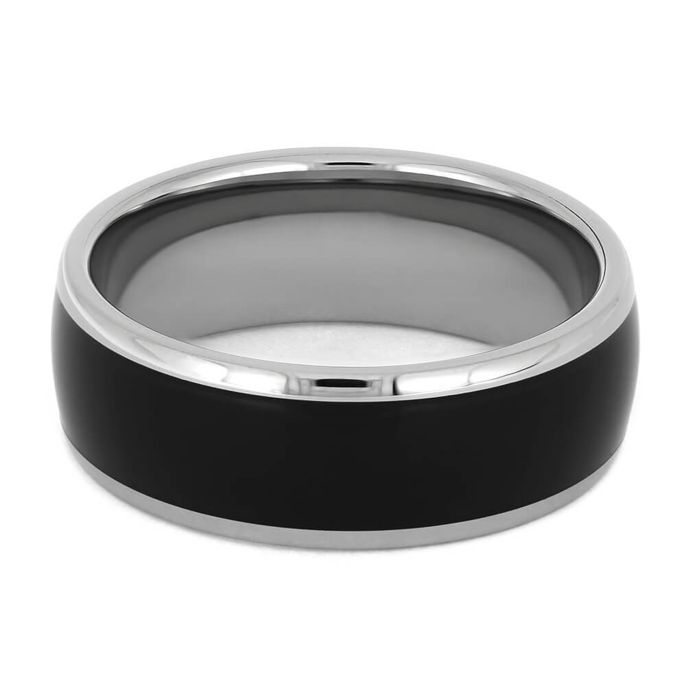 Ebony Wood Ring in Titanium Band, Waterproofing Included-1744 - Jewelry by Johan