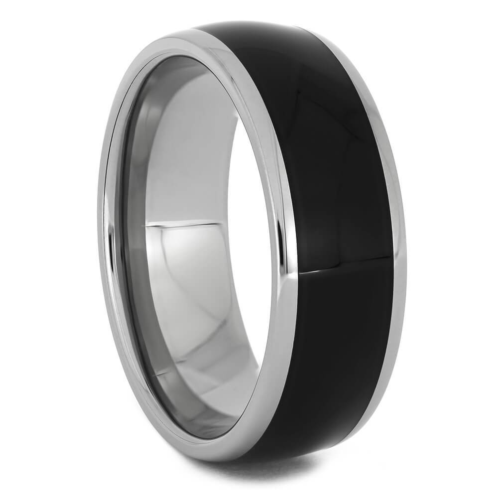 Ebony Wood Ring in Titanium Band, Waterproofing Included-1744 - Jewelry by Johan