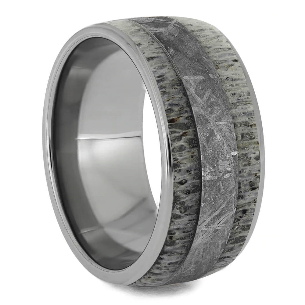 Wide Men's Wedding Band With Meteorite