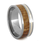Oak Wood Men's Ring in Titanium Band with White Gold Pinstripe, Size 13.75-RS8941 - Jewelry by Johan