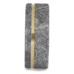 Meteorite Ring with Yellow Gold Pinstripe on Titanium Band-1767 - Jewelry by Johan