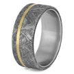Meteorite Ring with Yellow Gold Pinstripe on Titanium Band-1767 - Jewelry by Johan