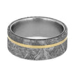 Meteorite Ring with Yellow Gold Pinstripe on Titanium Band-1767 - Jewelry by Johan
