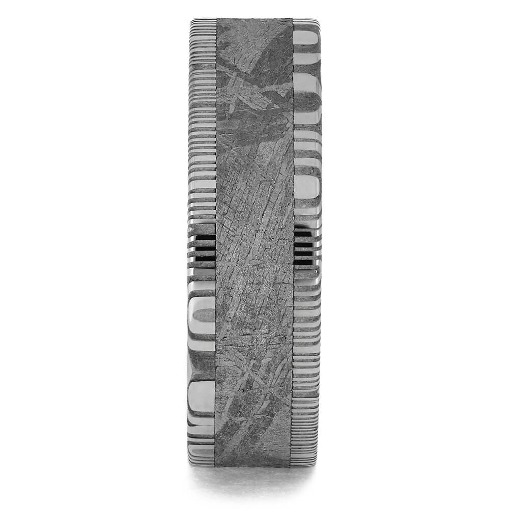Meteorite and Damascus Wedding Band