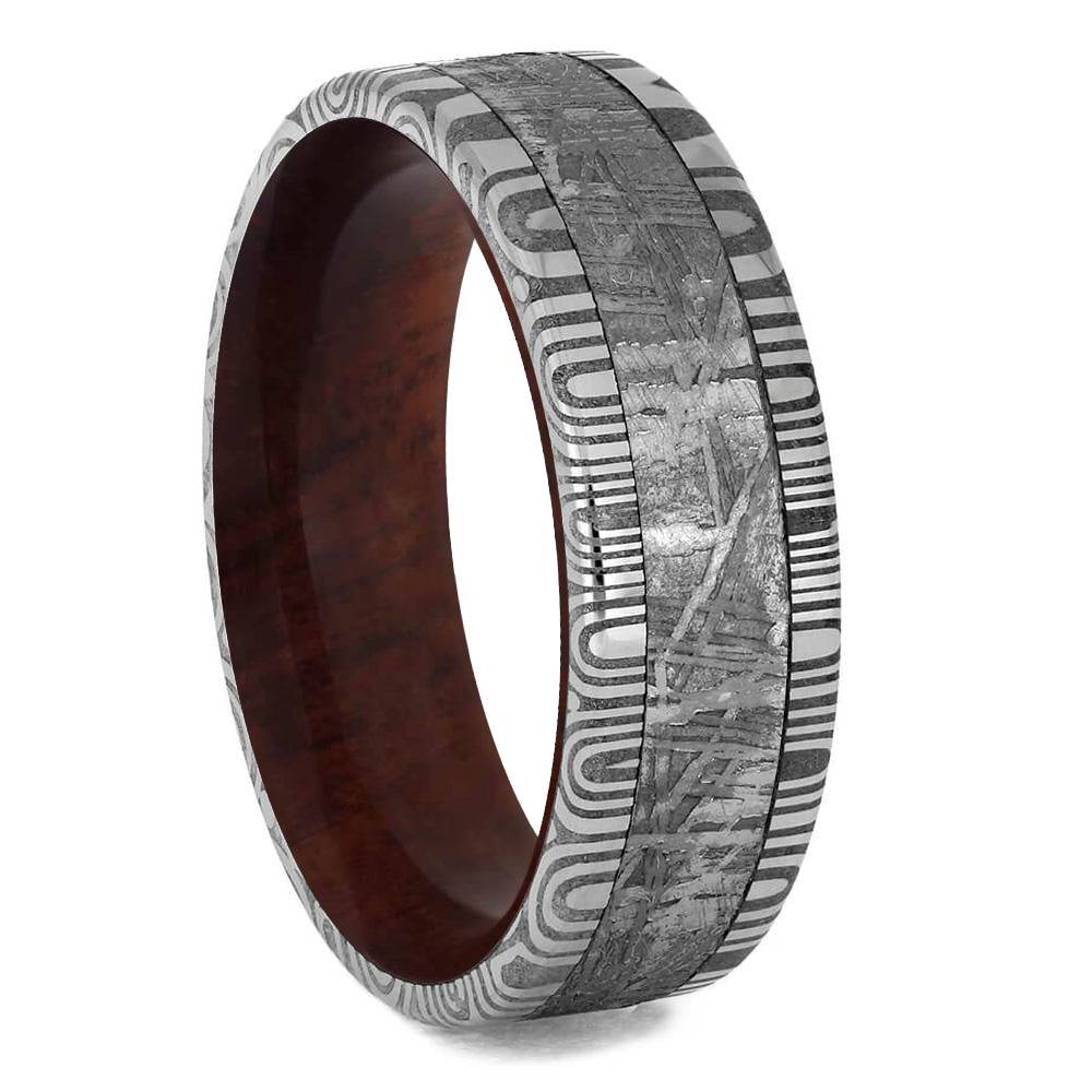 Meteorite Ring with Bloodwood Sleeve