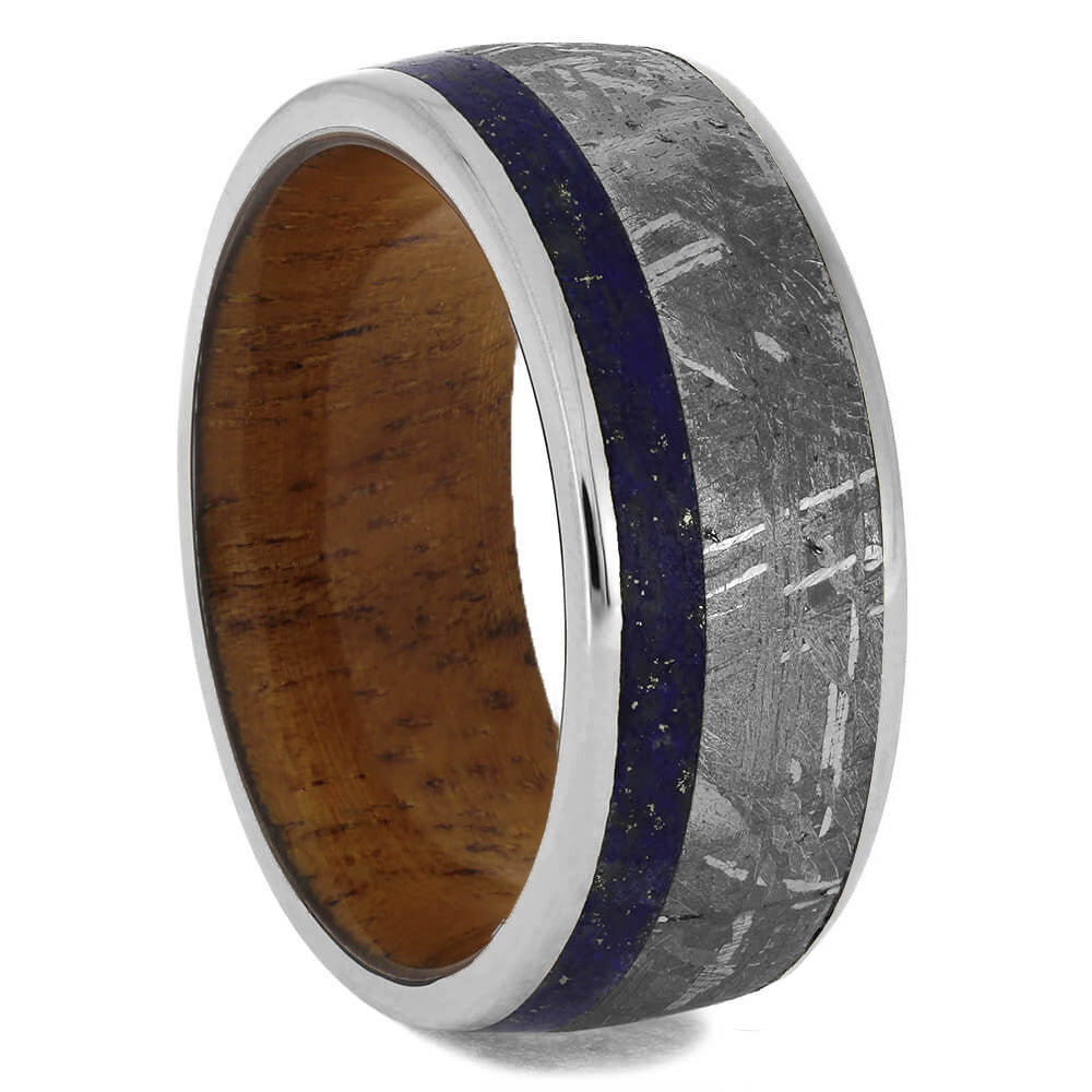 Lapis Lazuli & Meteorite Ring With Wood Inside - Jewelry by Johan