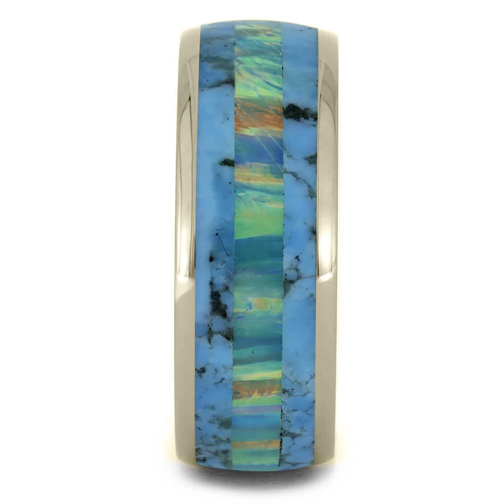 Genuine Turquoise Men's Wedding Band