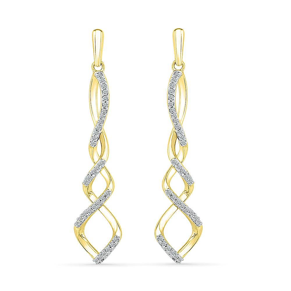 Yellow Gold DIamond Dangle Earrings