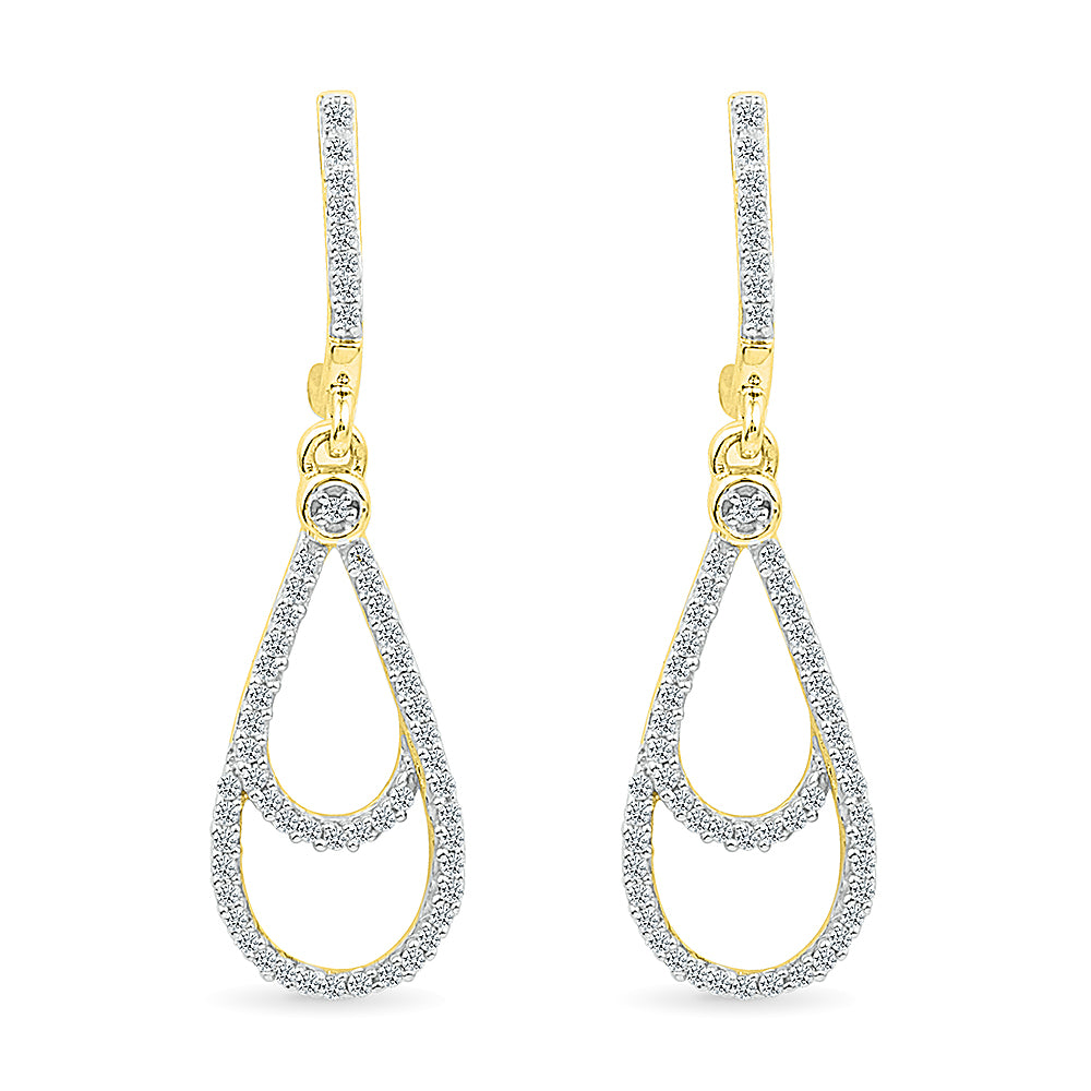 Yellow Gold Teardrop Diamond Earrings