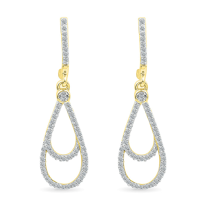 Yellow Gold Teardrop Diamond Earrings