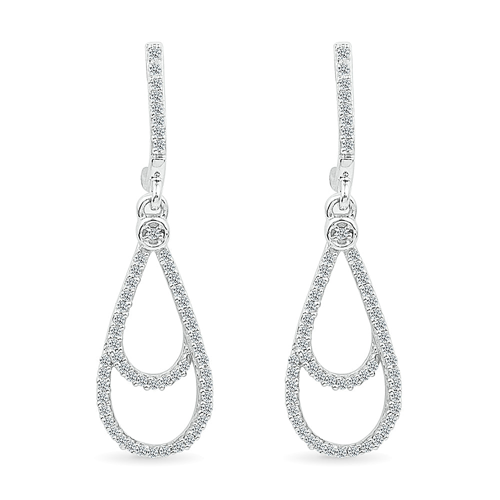 White Gold Teardrop Diamond Earrings