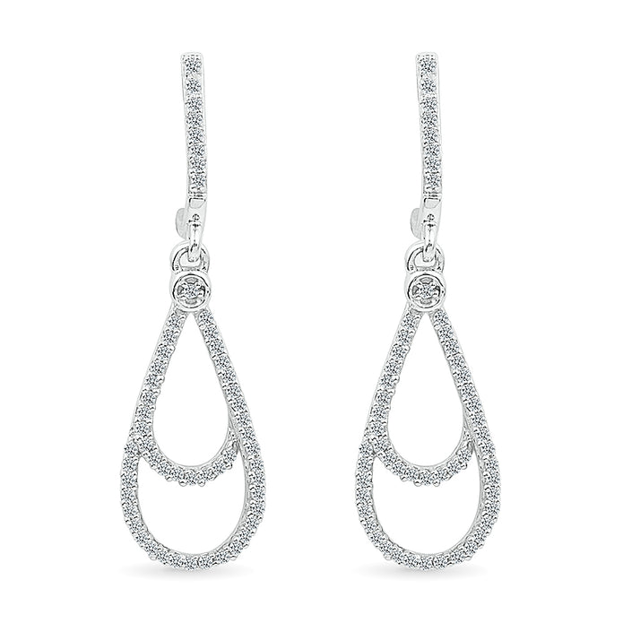 White Gold Teardrop Diamond Earrings
