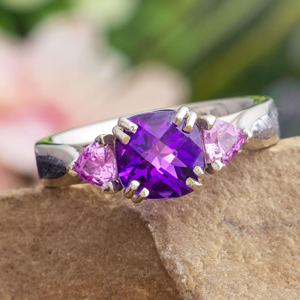 Sterling silver two toned statement amethyst ring - Sweet song R2166 –  Artisan Look