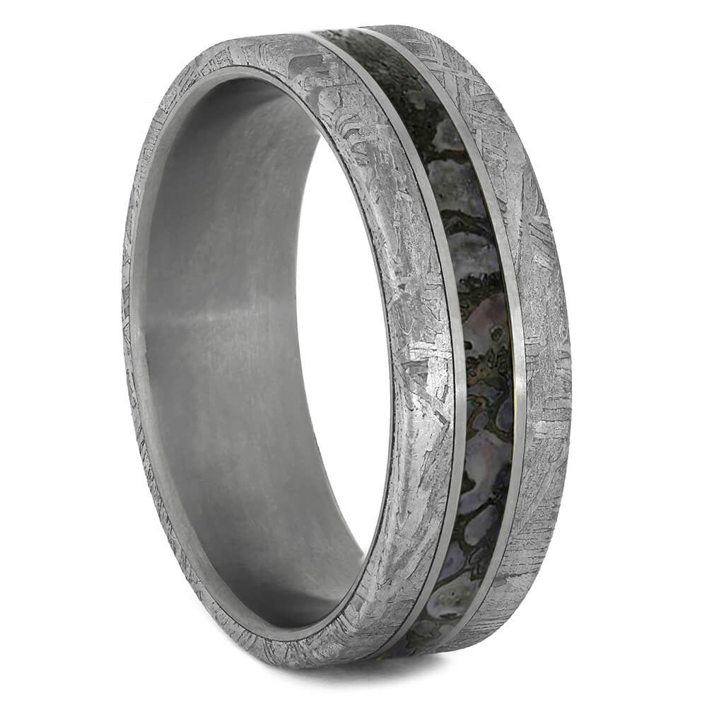 Dinosaur Fossil & Meteorite Men's Wedding Ring in Titanium-1855 - Jewelry by Johan