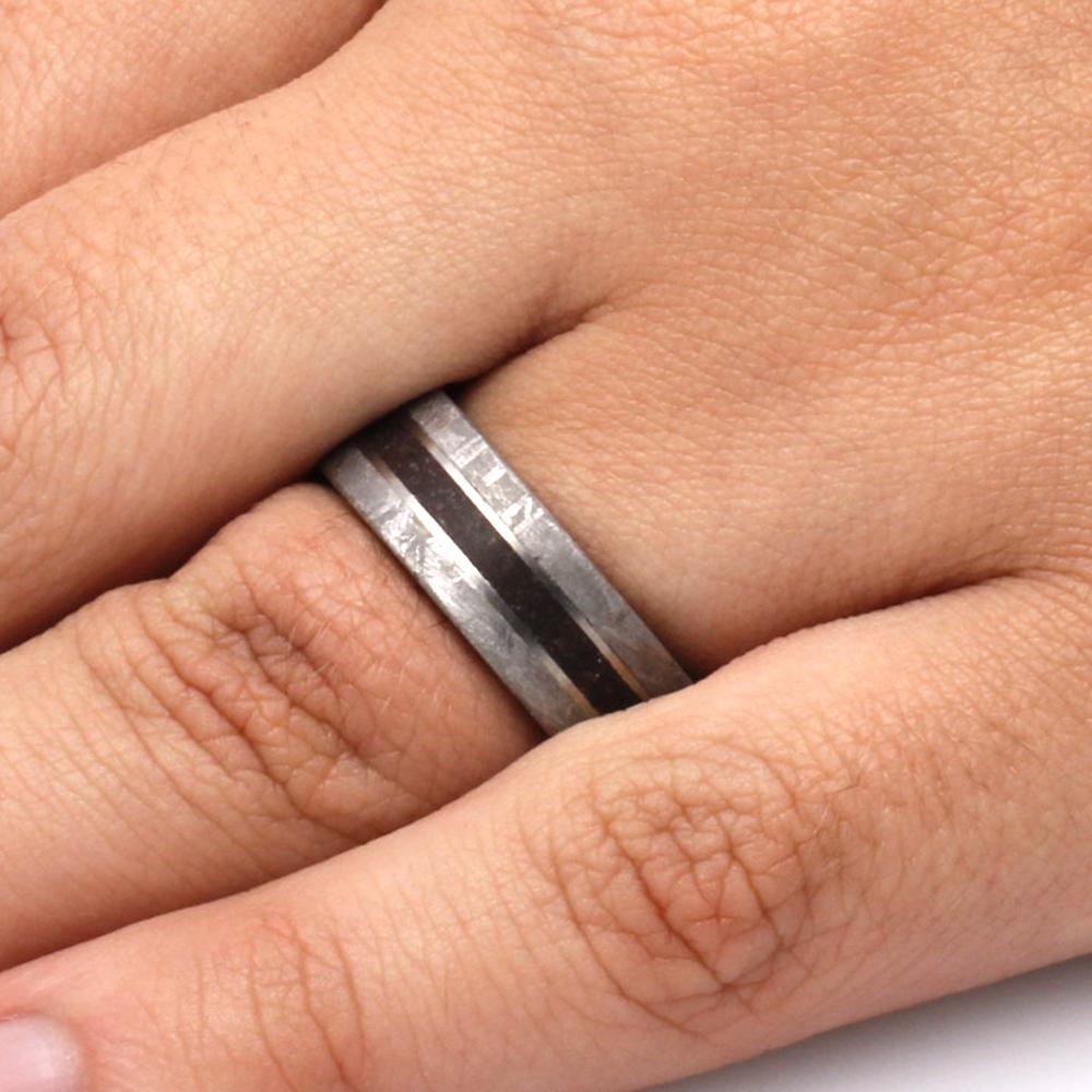 Dinosaur Fossil & Meteorite Men's Wedding Ring in Titanium-1855 - Jewelry by Johan