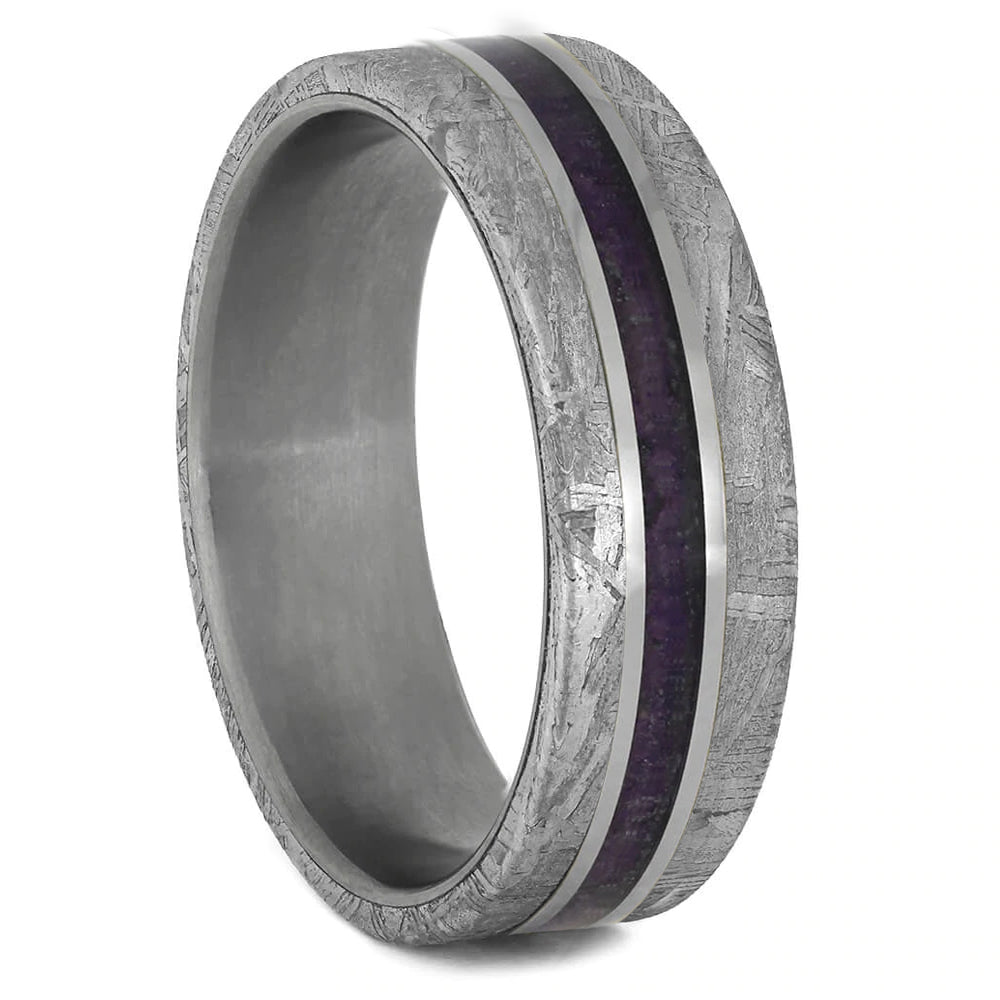 Titanium Ring With Purple Clam Shell And Sand Inlay - Warren Rings