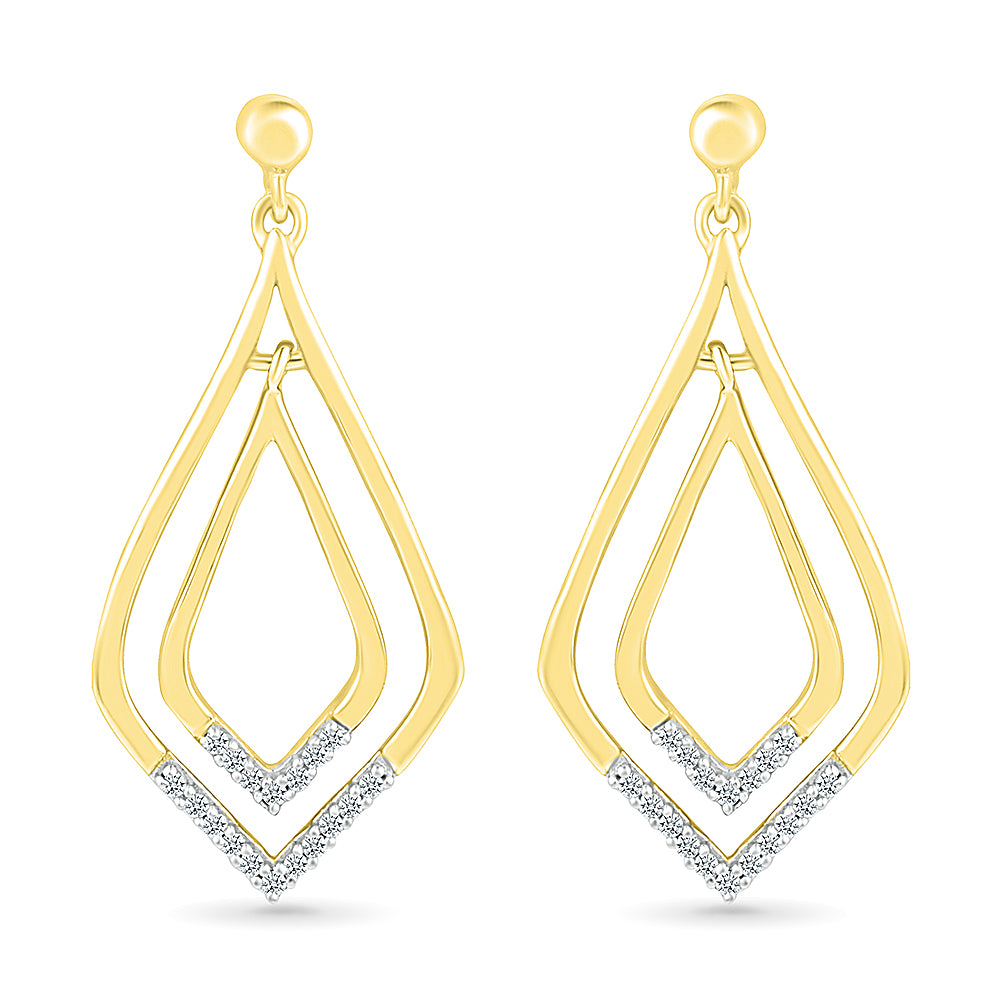 Yellow Gold Diamond Drop Earrings