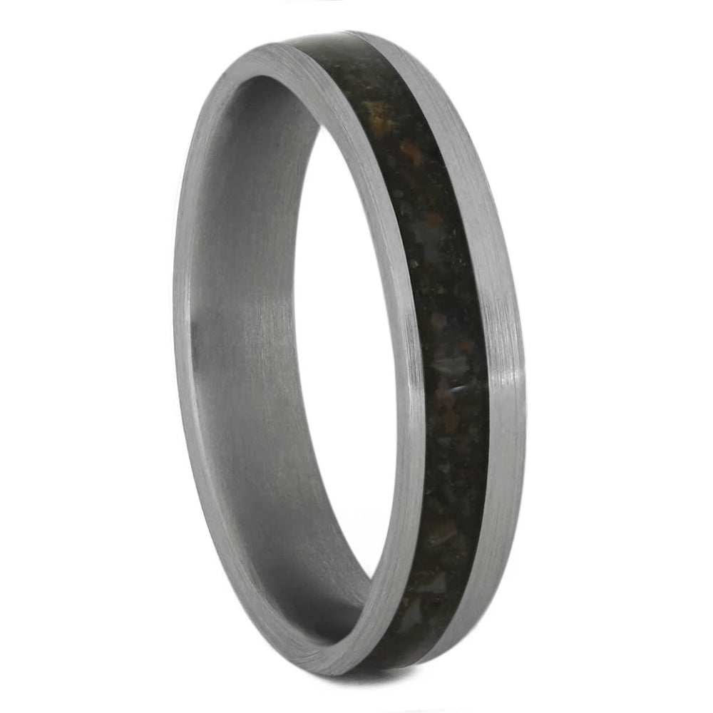Thin Dinosaur Bone Ring in Brushed Titanium - Jewelry by Johan