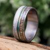 Meteorite and Green Wood Wedding Band