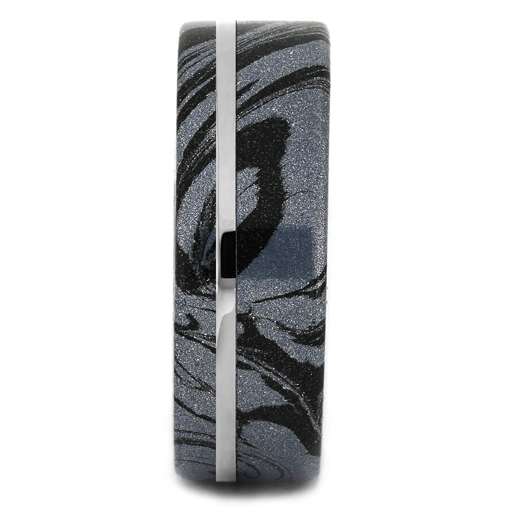 Cobaltium Mokume Gane Ring with Titanium Sleeve, Commitment Ring-1894 - Jewelry by Johan