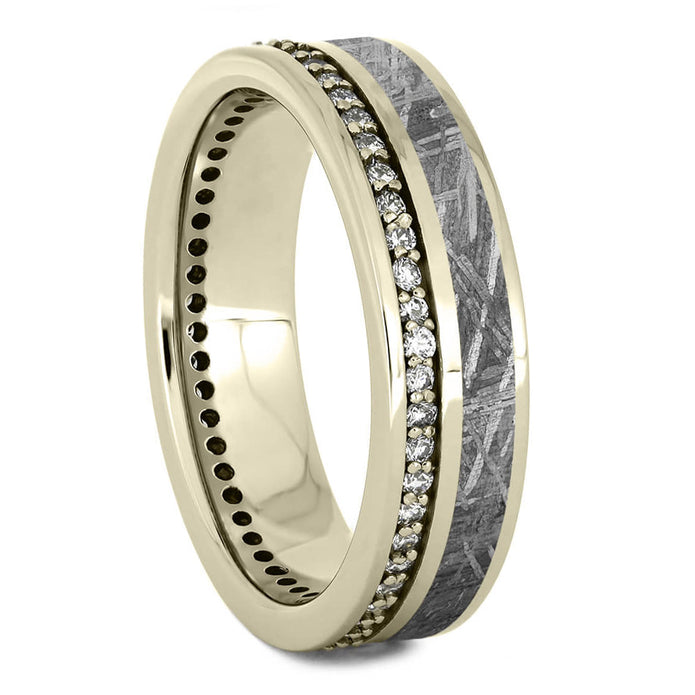 Diamond Eternity Wedding Band with Meteorite in Solid Gold - Jewelry by Johan