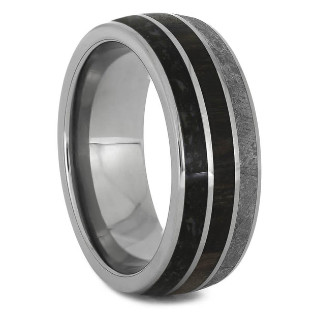 Wedding Band With Meteorite, Dinosaur Bone, And Petrified Wood-1921 - Jewelry by Johan
