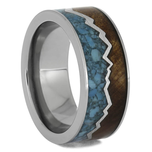 Turquoise and Wood Wedding Bands