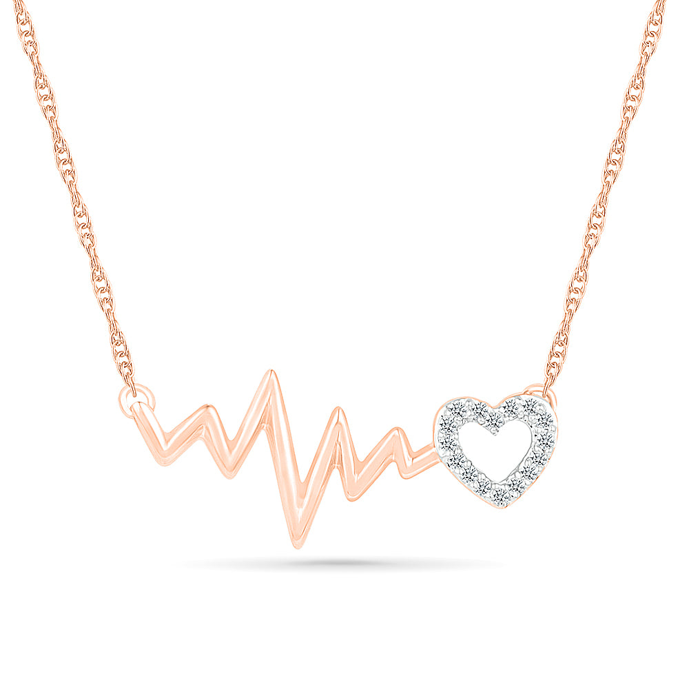 Rose Gold Heartbeat Necklace With Diamonds