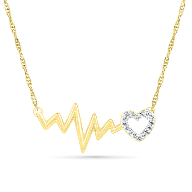 Yellow Gold Heartbeat Shaped Necklace