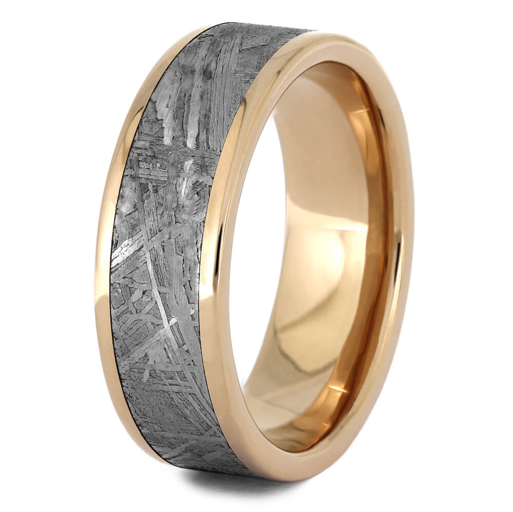 Meteorite and Rose Gold Wedding Ring