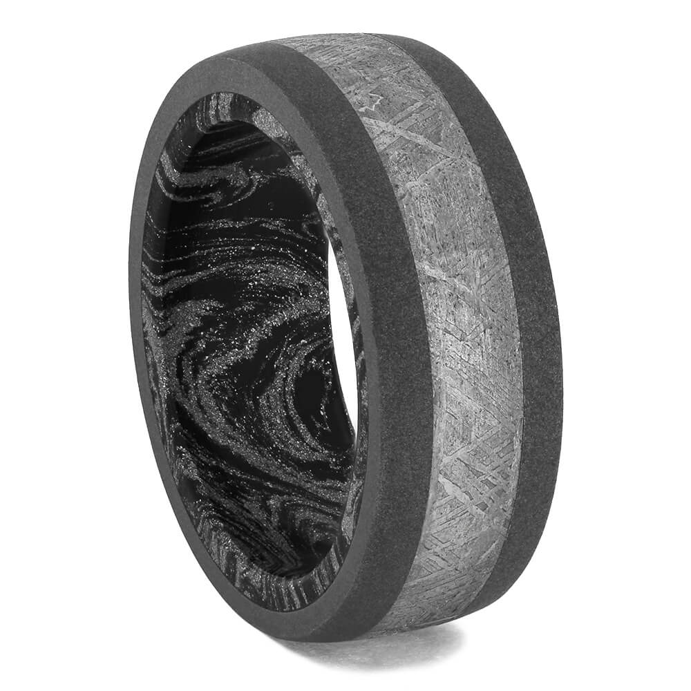 Authentic Meteorite and Titanium Ring