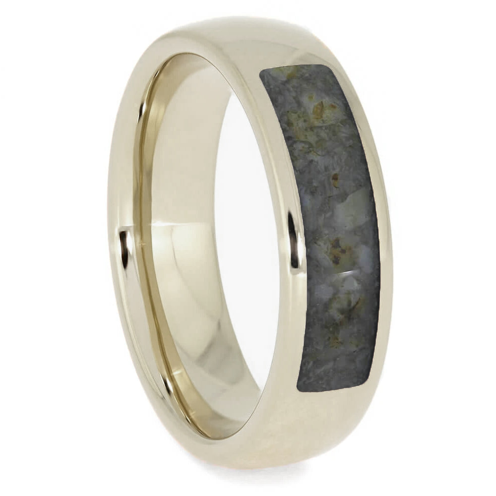 Gold Ring with Crushed Dinosaur Bone Inlay - Jewelry by Johan