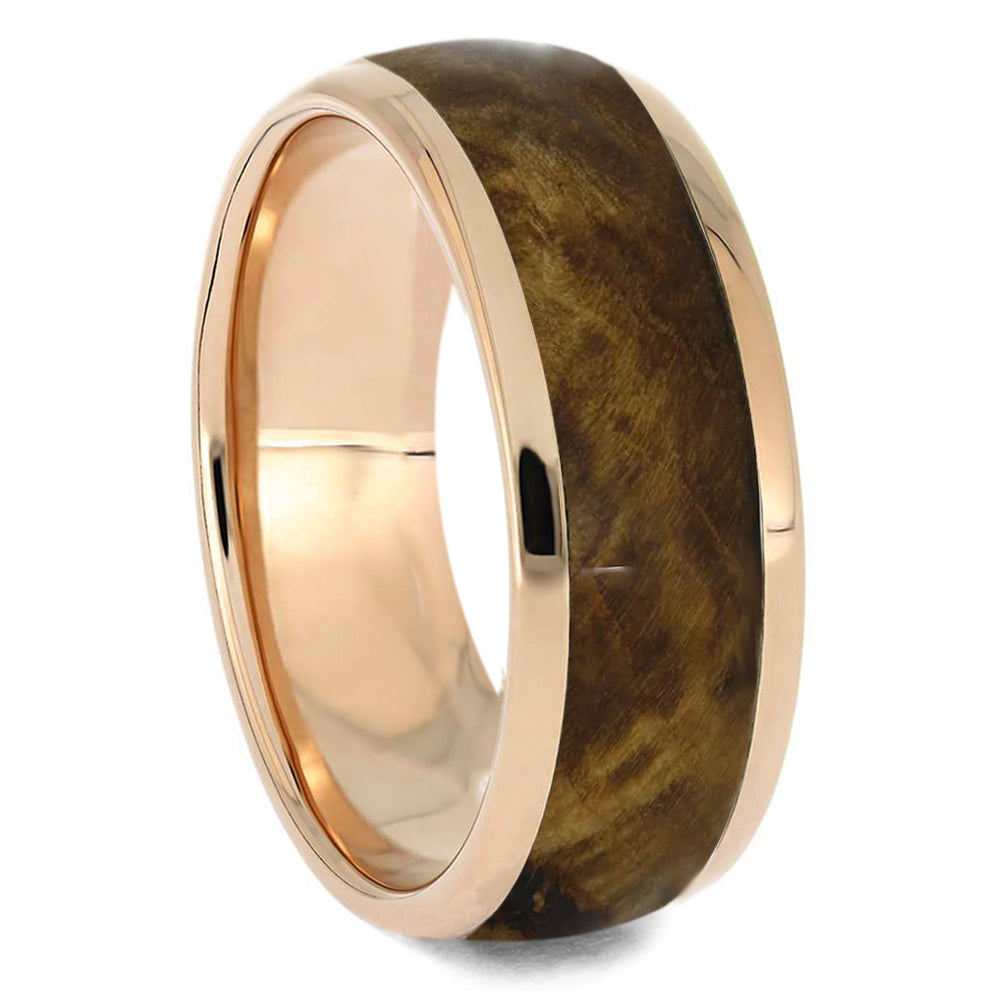 Rose Gold Wedding Bands with Deer Antler & Wood