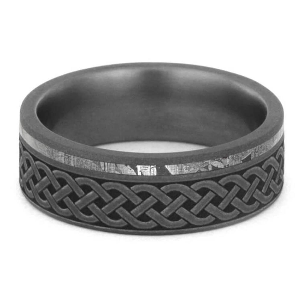 Sandblasted Celtic Ring, Meteorite Wedding Band-3498 - Jewelry by Johan