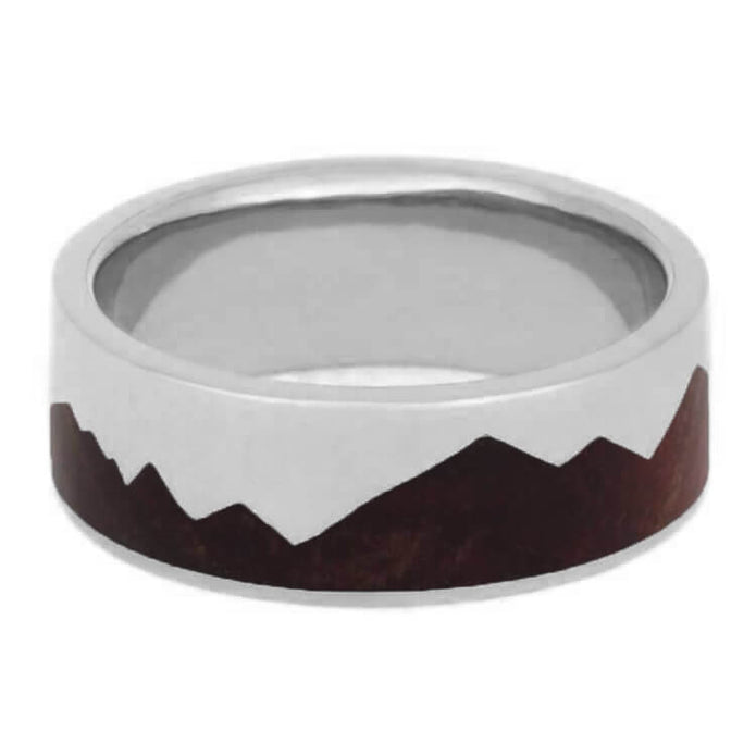Mountain Ring with Natural Redwood, Sterling Silver Wedding Band-1998 - Jewelry by Johan