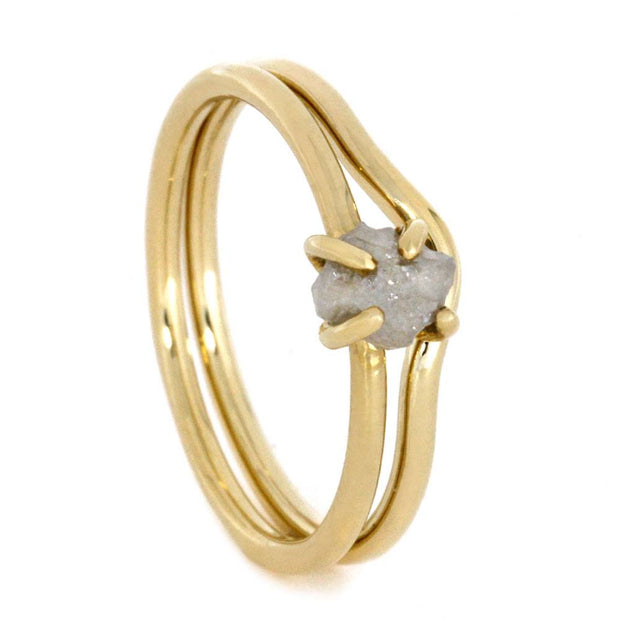 10k Yellow Gold Bridal Set with Rough Diamond-2940 - Jewelry by Johan