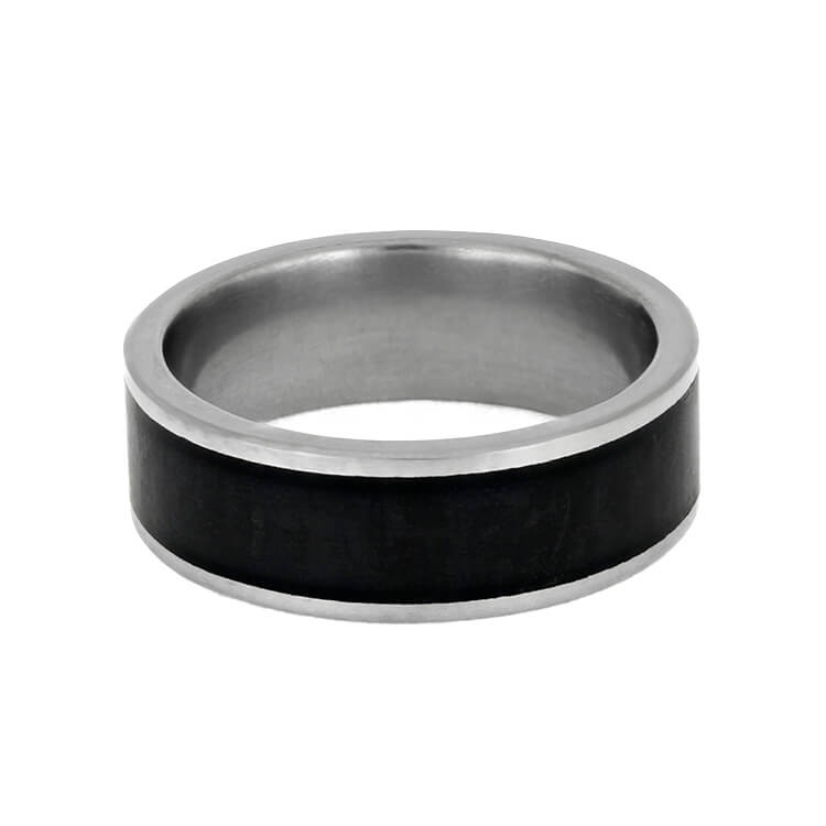 Black Jade Wedding Band, Matte Titanium Ring, Stone Jewelry-3646 - Jewelry by Johan
