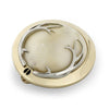 Elk Ivory Brooch in Yellow Gold Bezel with 14k White Gold Antlers