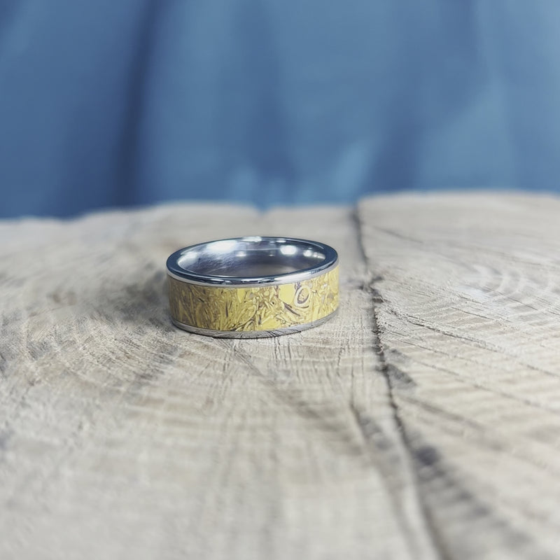 Coquina Jasper Wedding Band in Polished Titanium