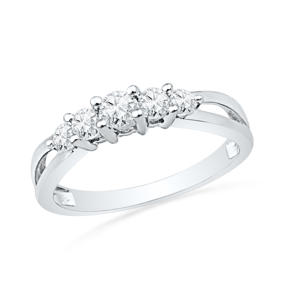 Five Stone Diamond Ring in Sterling Silver-SHRFK8988-SS - Jewelry by Johan
