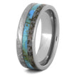 Turquoise Men's Wedding Band, Meteorite Ring With Dino Bone-3501 - Jewelry by Johan