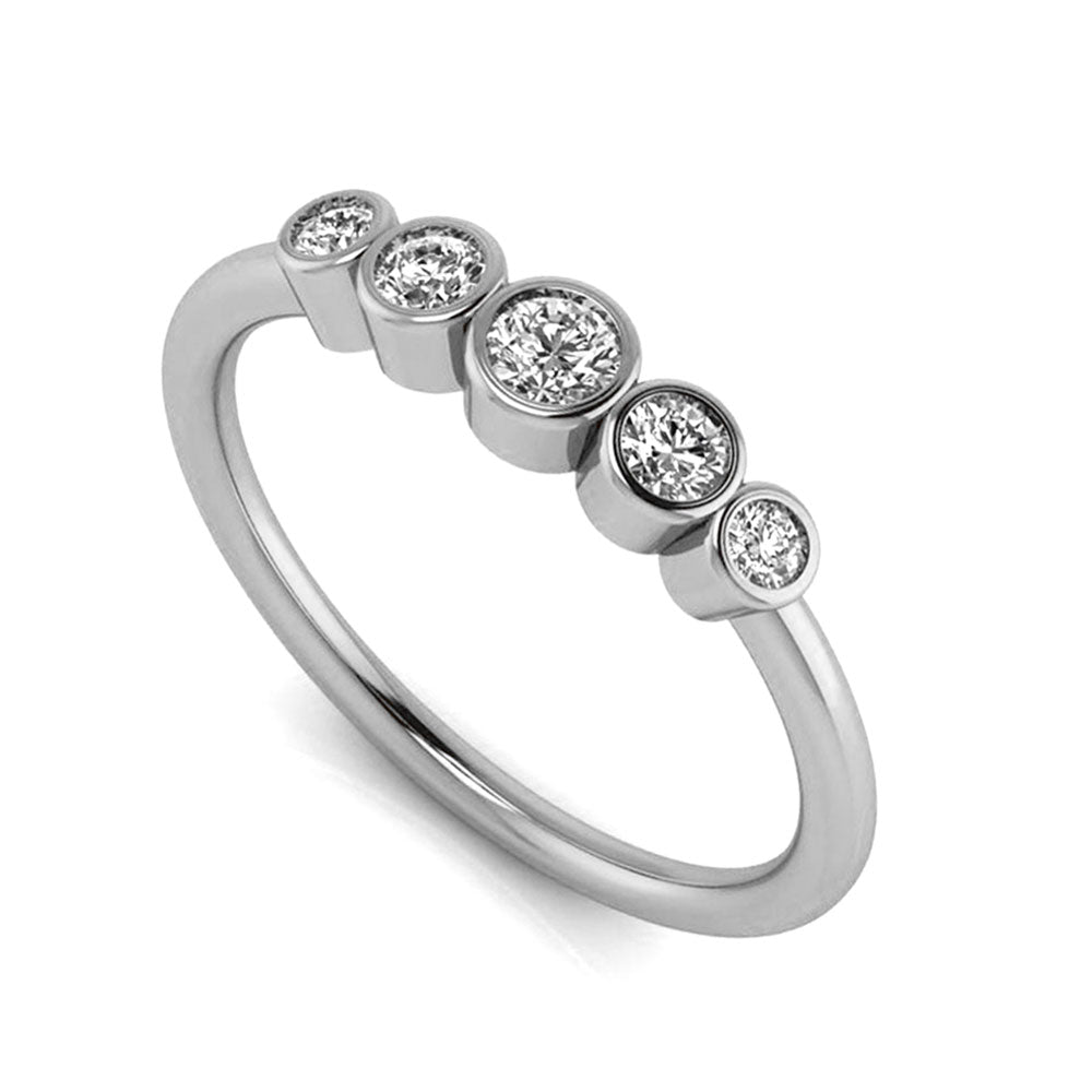 Five Stone Diamond Engagement Ring in White Gold-3122 - Jewelry by Johan